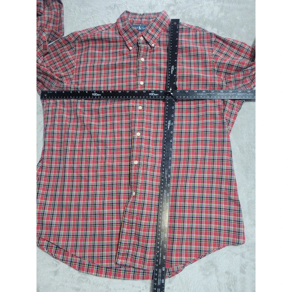 Ralph Lauren Shirt 100% Cotton Red/Green Plaid Long Sleeve Button Down Mens XL - Picture 8 of 11